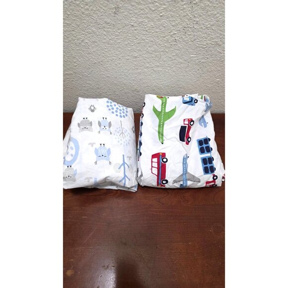 Pottery Barn Kids Organic Cotton Crib Sheet Set 2 Pack Airplane & Jungle Safari - Picture 3 of 6